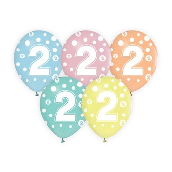 Balony z cyframi: 2, 12'/ 5 szt.